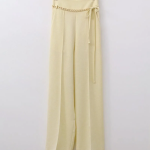 High-Waist Chain Office Look Long Wide Slacks