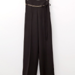 High-Waist Chain Office Look Long Wide Slacks