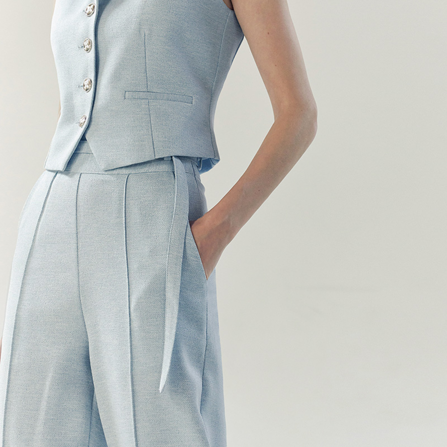 Dot Pattern Wide Long Banding Slacks