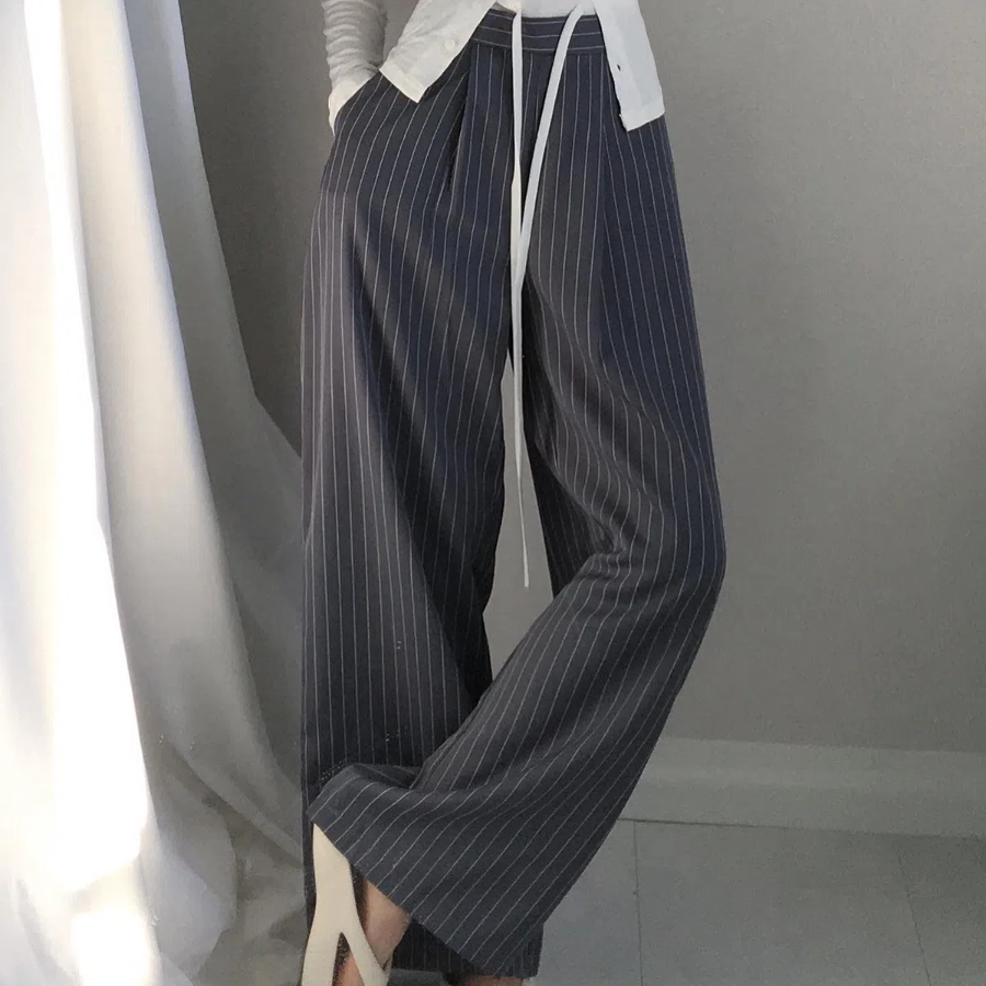 Mega Colorblock Stripe Wide Pintuck Waist-Banding Training Slacks