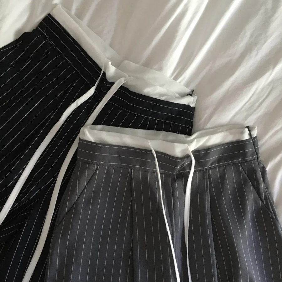 Mega Colorblock Stripe Wide Pintuck Waist-Banding Training Slacks