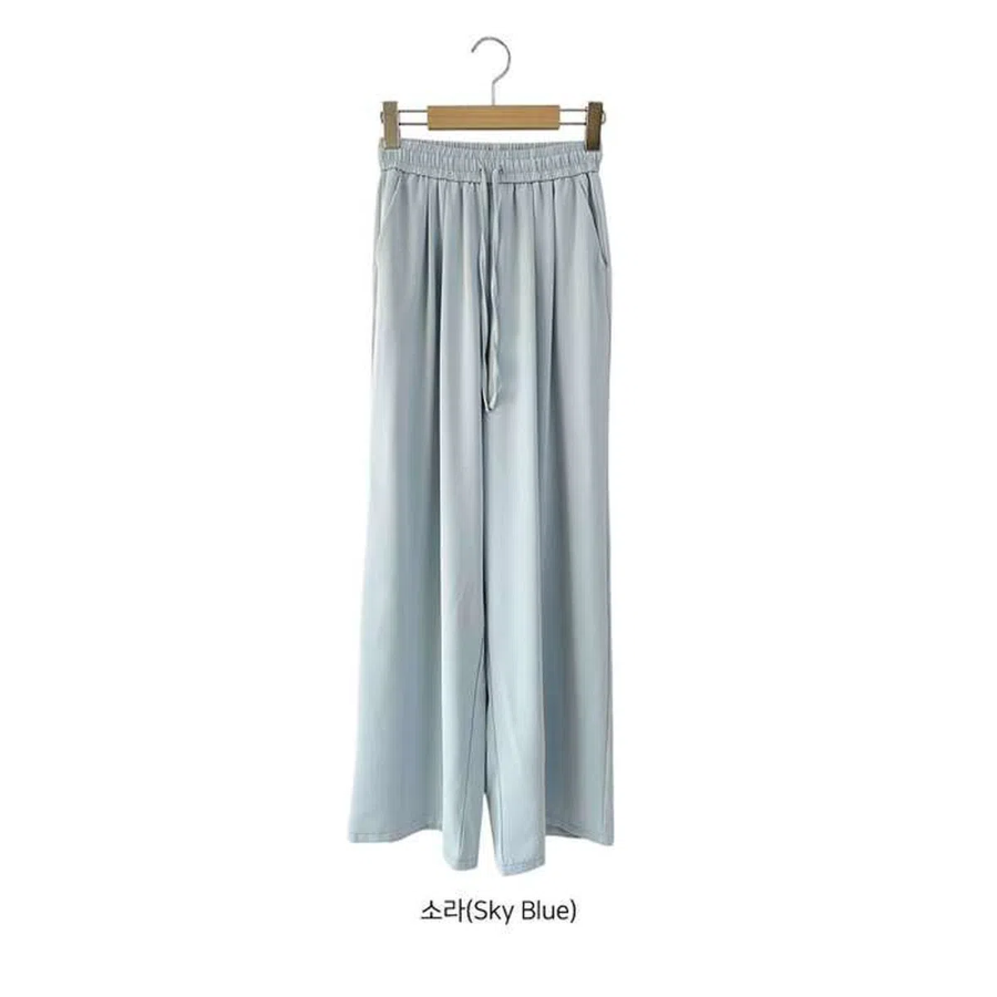 Ice Chalang Natural Pleated Wide Women's Summer Cool Pants