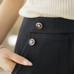 Mielle Side Double Button Herringbone 8/10 Semi Wide Slacks