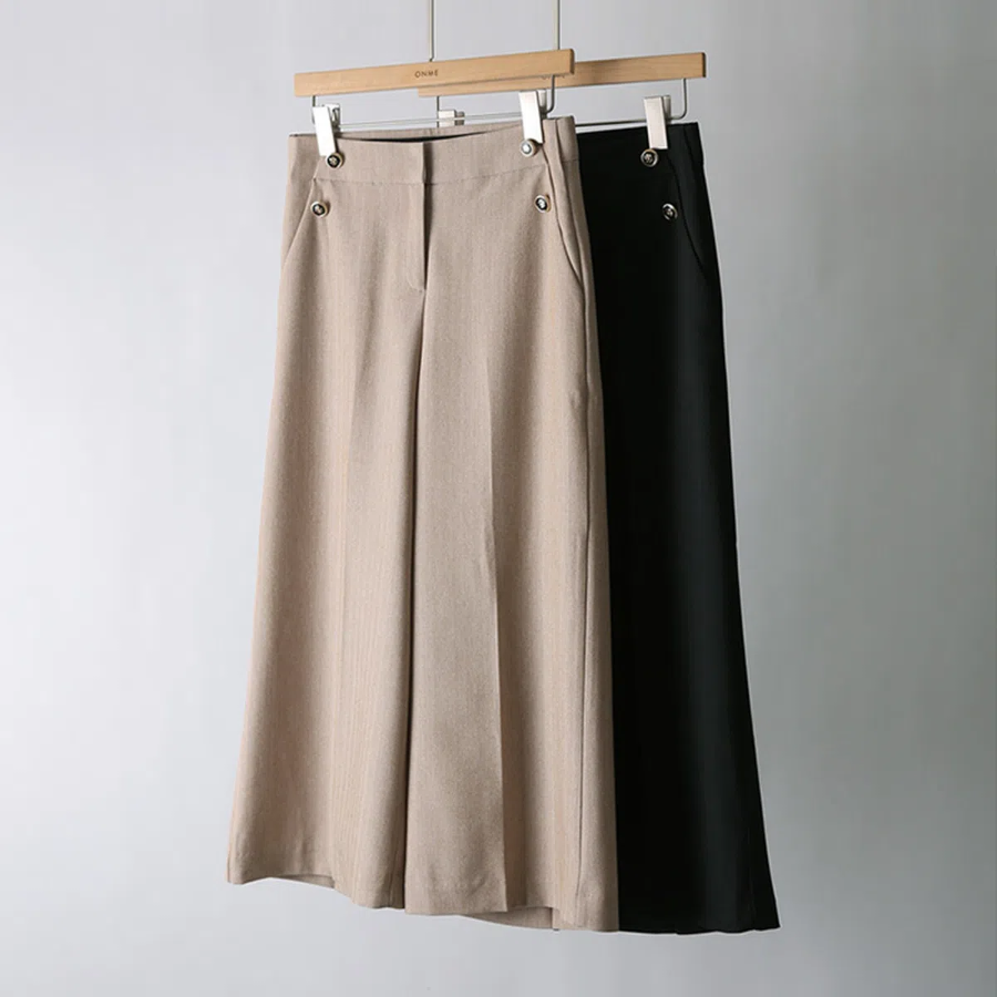 Mielle Side Double Button Herringbone 8/10 Semi Wide Slacks