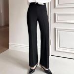 Sok-Banding Side Zipper High-Waist Bootcut Slacks