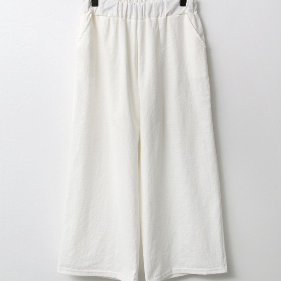 Ma Linen Wide Straight Solid Banding Women's Pants