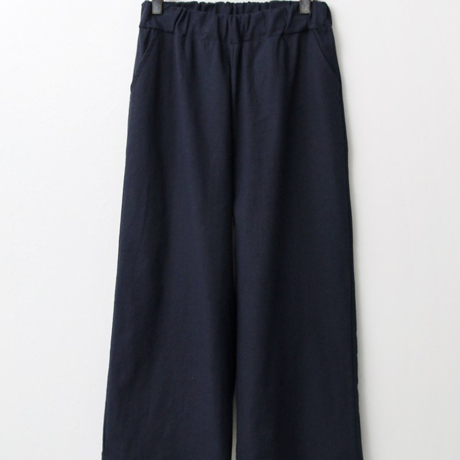 Ma Linen Wide Straight Solid Banding Women's Pants