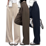 Женские широкие брюки с двумя защипами, потайной застёжкой и эластичной спинкой пояса