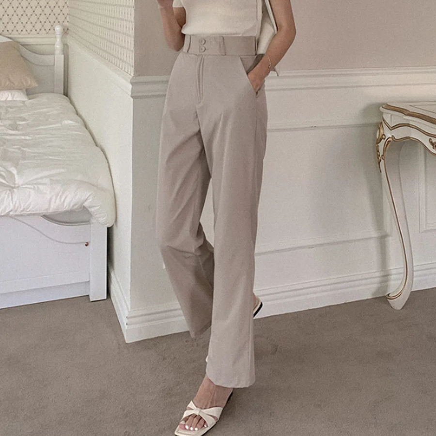 Женские летние слэксы с двумя пуговицами из охлаждающей ткани