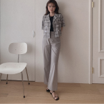 S-Серый-Короткая-Классические брюки