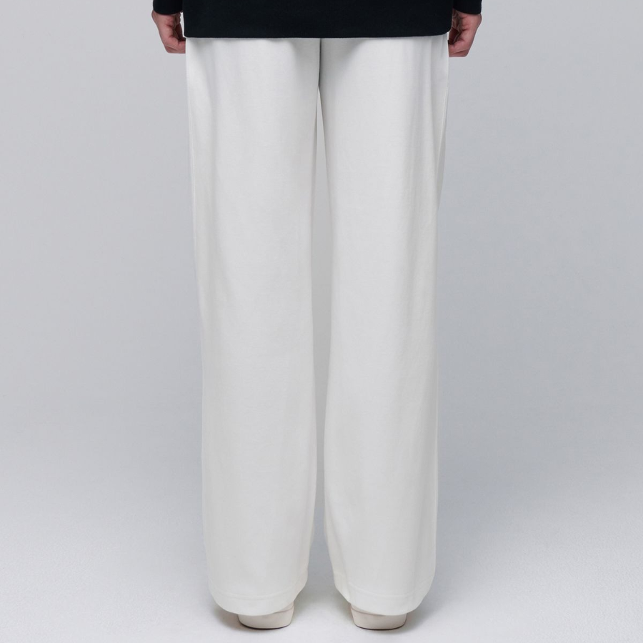 Double Knit Two-Tuck Wide Lounge Sweat Pants [Cream]
