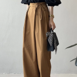 Свободный размер-Коричневый-Классические брюки