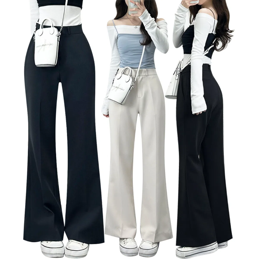 Женские широкие буткат-слэксы с потайной застёжкой и эластичной посадкой