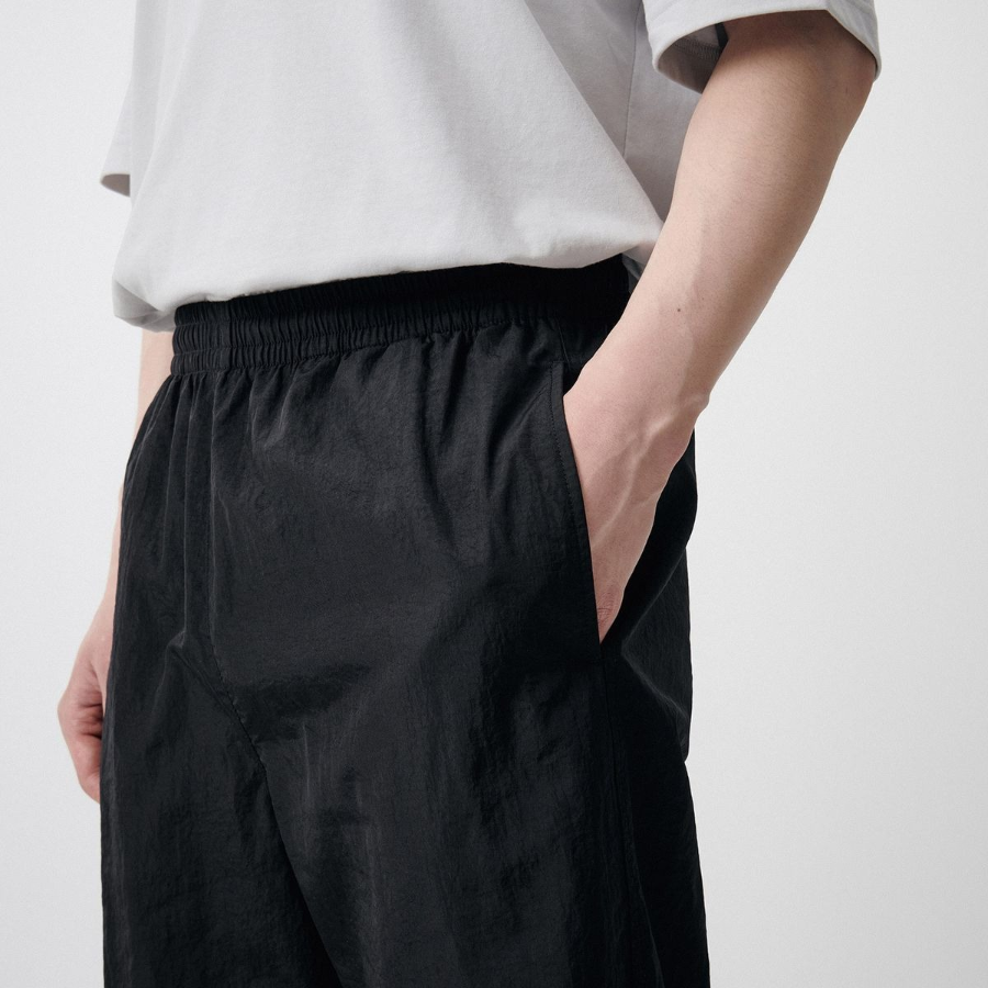 Nylon Wide String Pants [Black]
