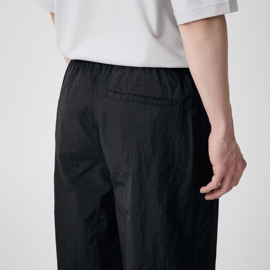 Nylon Wide String Pants [Black]