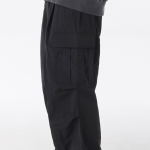 Nylon One-Tuck Parachute Cargo Pants [Black]