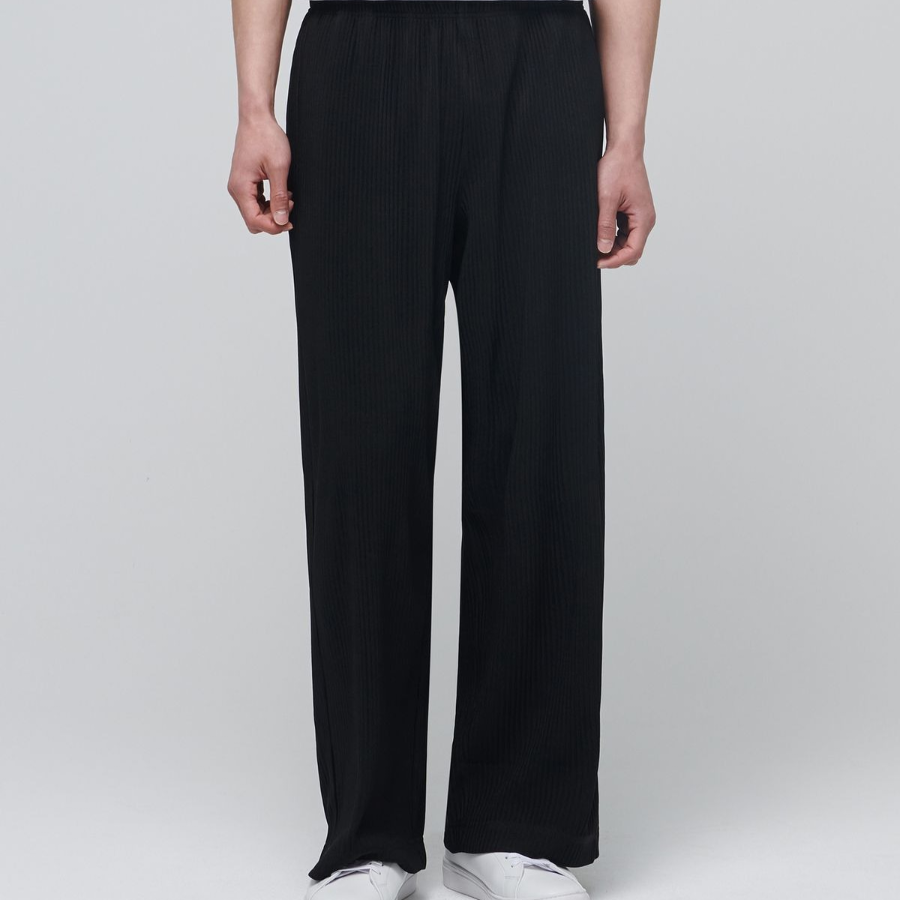 Pleated Wide Banding Pants [Black]