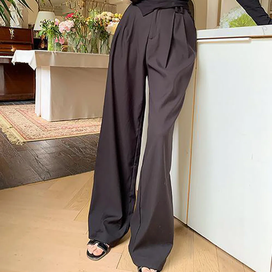 Two-Pintuck Wide Slacks Pants