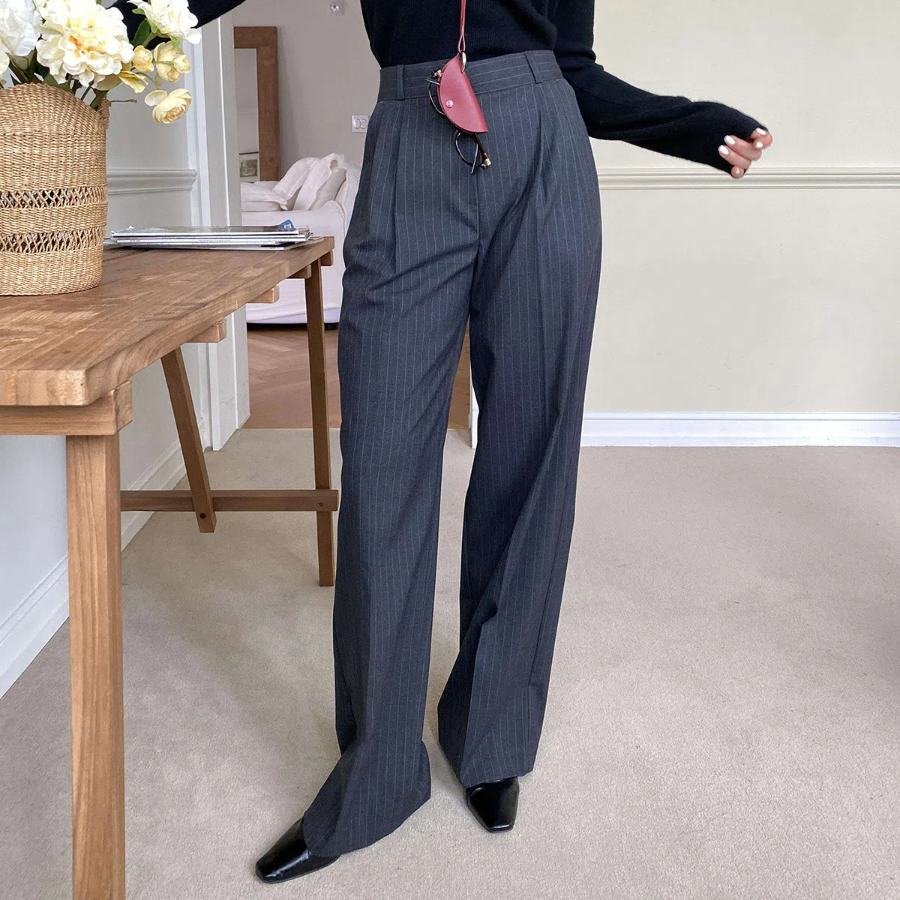 Stand Stripe Two-Pleat Belt Loop Slacks