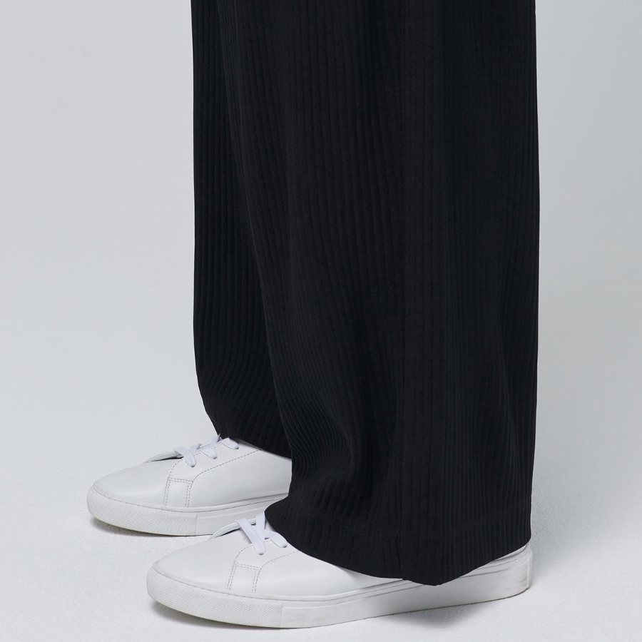 Pleated Wide Banding Pants [Black]