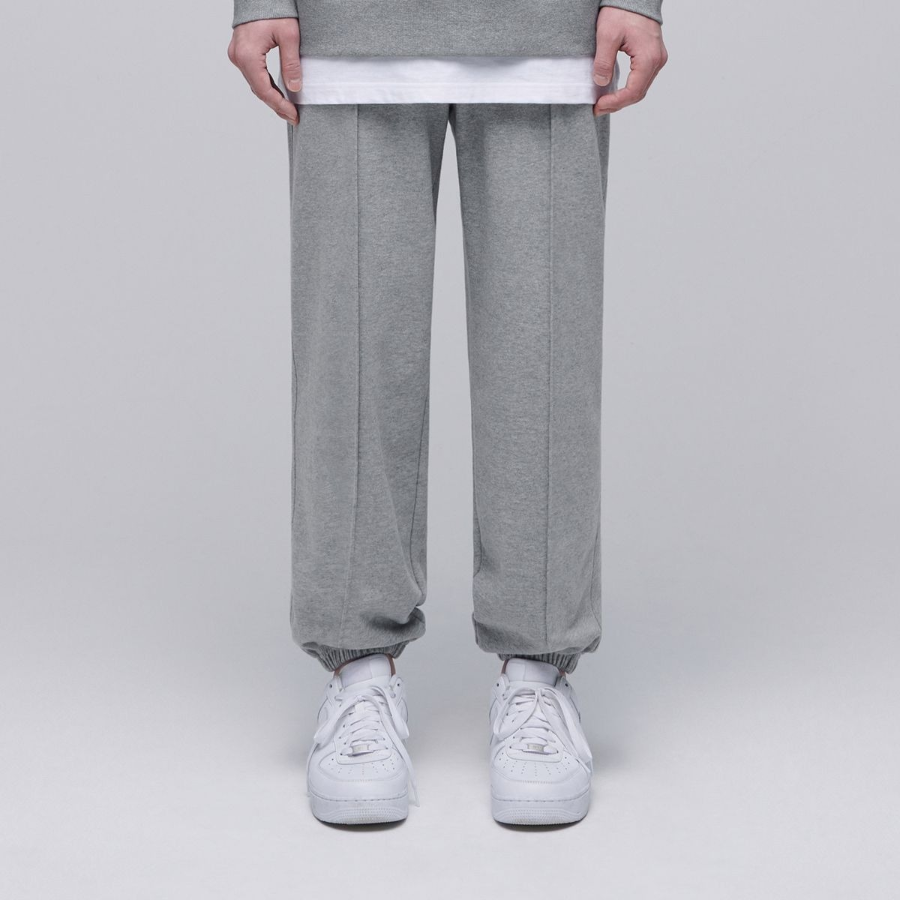 Pin Tuck Wide Sweat Pants [Medium Grey]