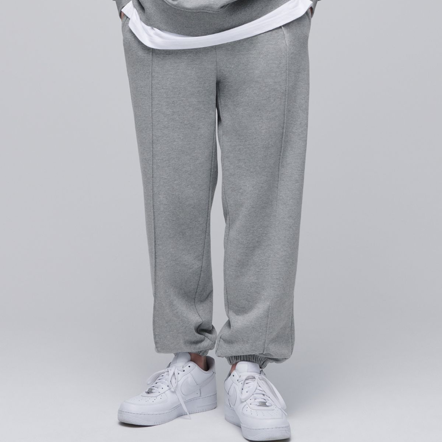 Pin Tuck Wide Sweat Pants [Medium Grey]