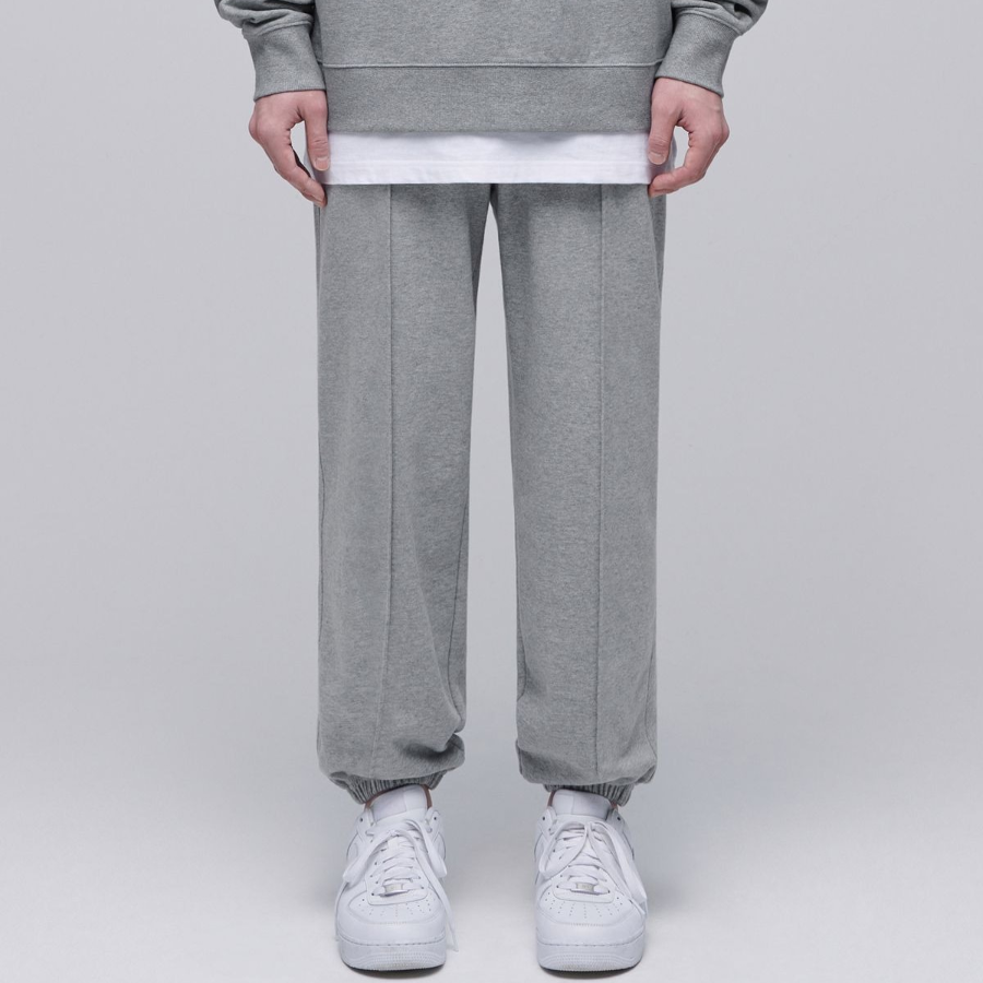 Pin Tuck Wide Sweat Pants [Medium Grey]