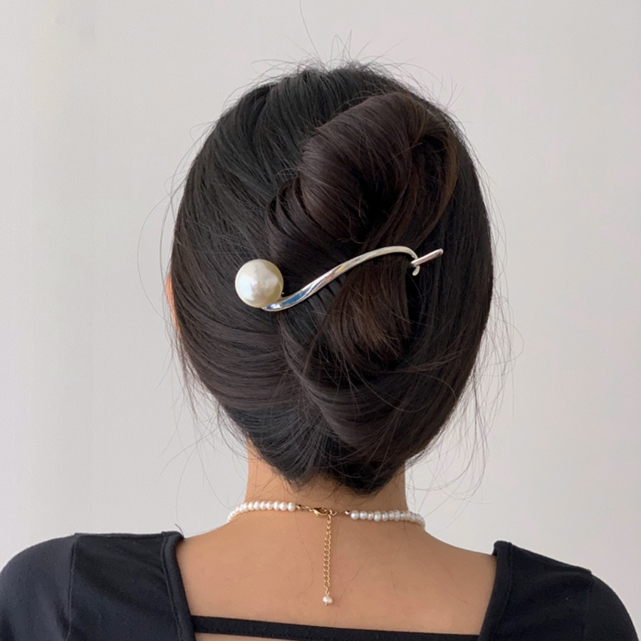 Жемчужный волнистый металлический зажим-краб для волос