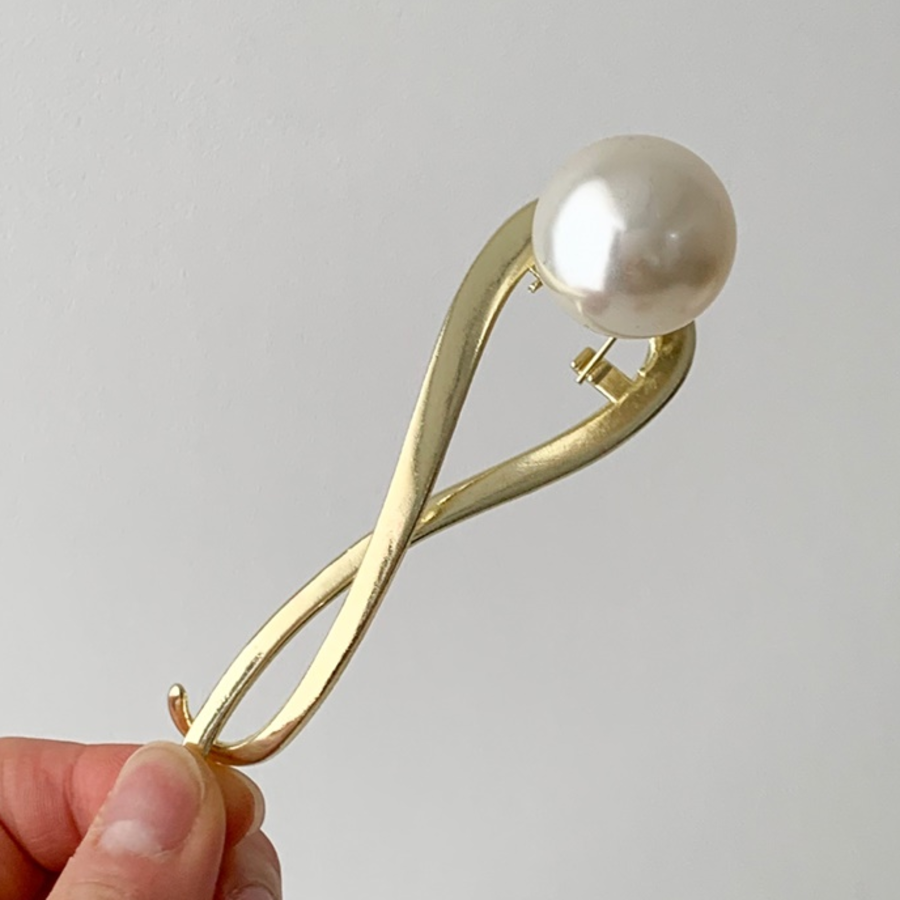 Жемчужный волнистый металлический зажим-краб для волос