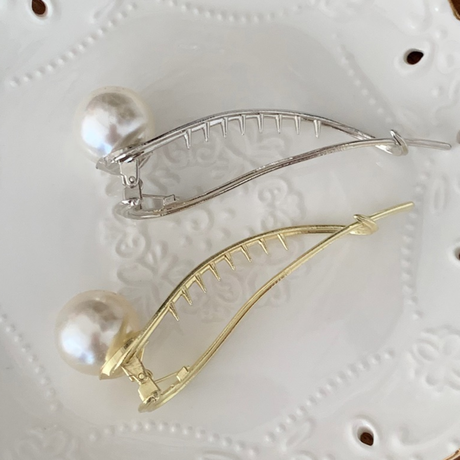 Жемчужный волнистый металлический зажим-краб для волос