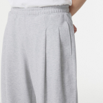 Double Knit Three-Tuck Wide Lounge Sweat Pants [Melange Light Grey]