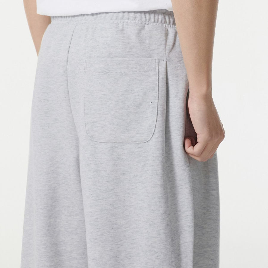 Double Knit Three-Tuck Wide Lounge Sweat Pants [Melange Light Grey]