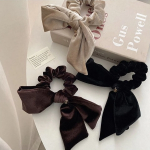 Женская бархатная резинка для волос с бантом и кулоном в виде золотой монеты