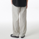 Nylon Crease One-Tuck Wide Banding Pants [Dusty Cream]