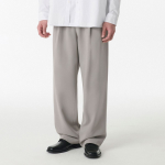 Crape One-Tuck Wide Banding Pants [Light Warm Grey]