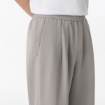 Crape One-Tuck Wide Banding Pants [Light Warm Grey]