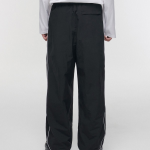 Piping Line Wide Track Pants [Black]