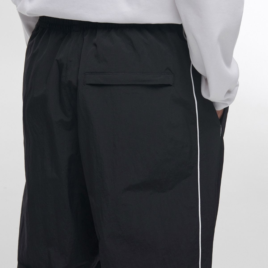 Piping Line Wide Track Pants [Black]
