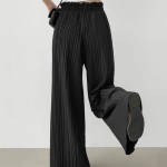 Плиссированные макси брюки с бантом и поясом на резинке