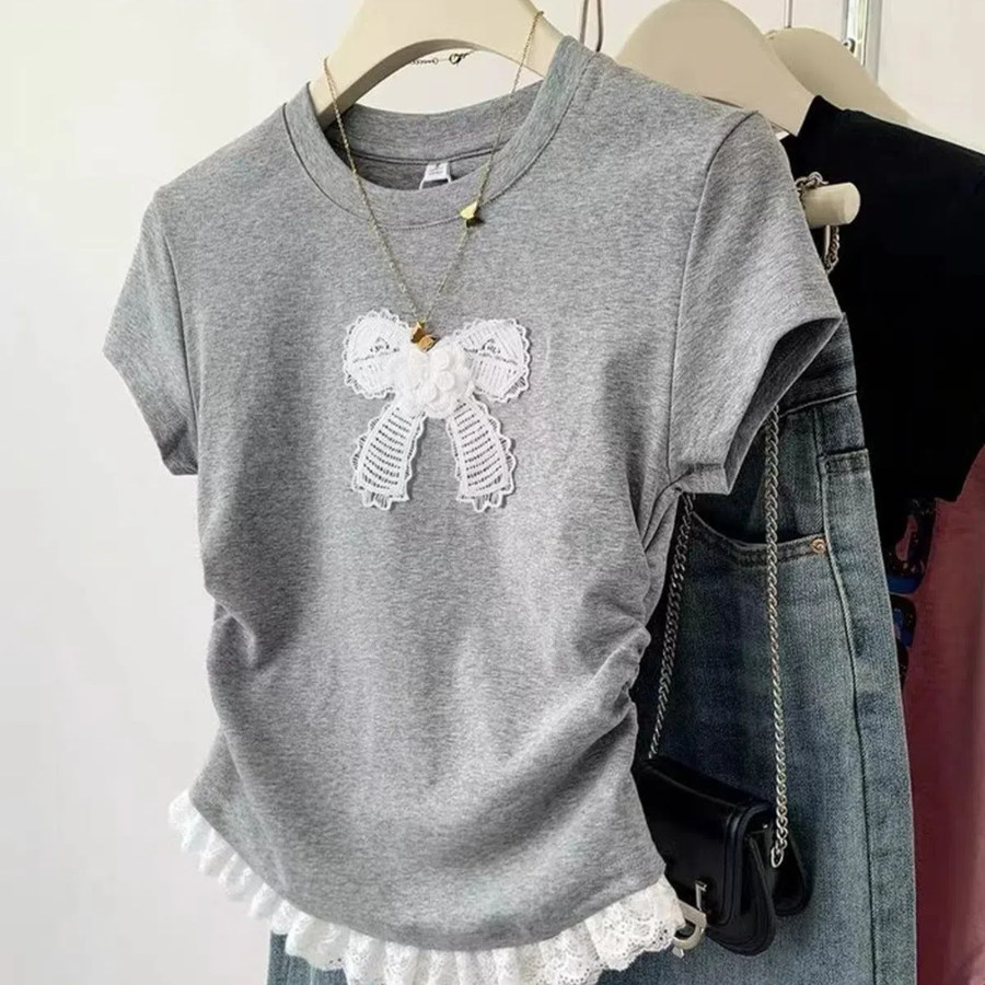 LOVELY JENNY Lace Short Sleeve T-Shirt
