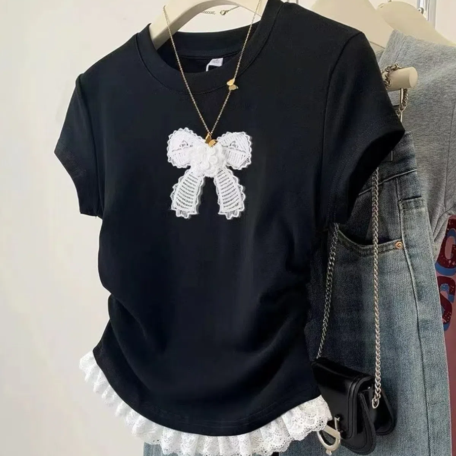LOVELY JENNY Lace Short Sleeve T-Shirt