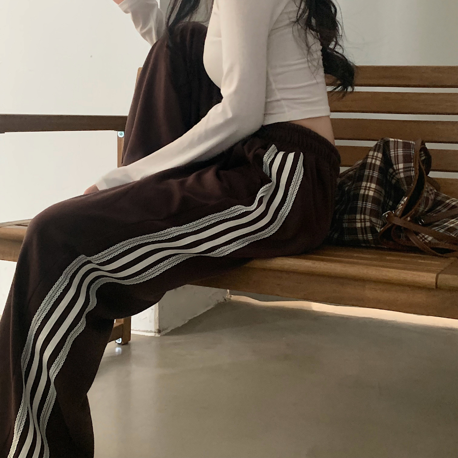 Лёгкие спортивные брюки с кружевной вставкой Wide Line Training Long Pants