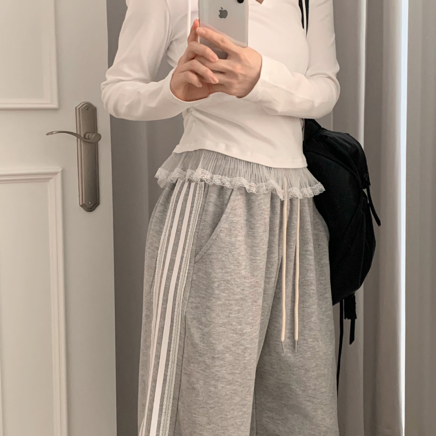 Лёгкие спортивные брюки с кружевной вставкой Wide Line Training Long Pants