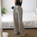 Лёгкие полосатые брюки из жатой ткани Gingham Stripe Wide Pants