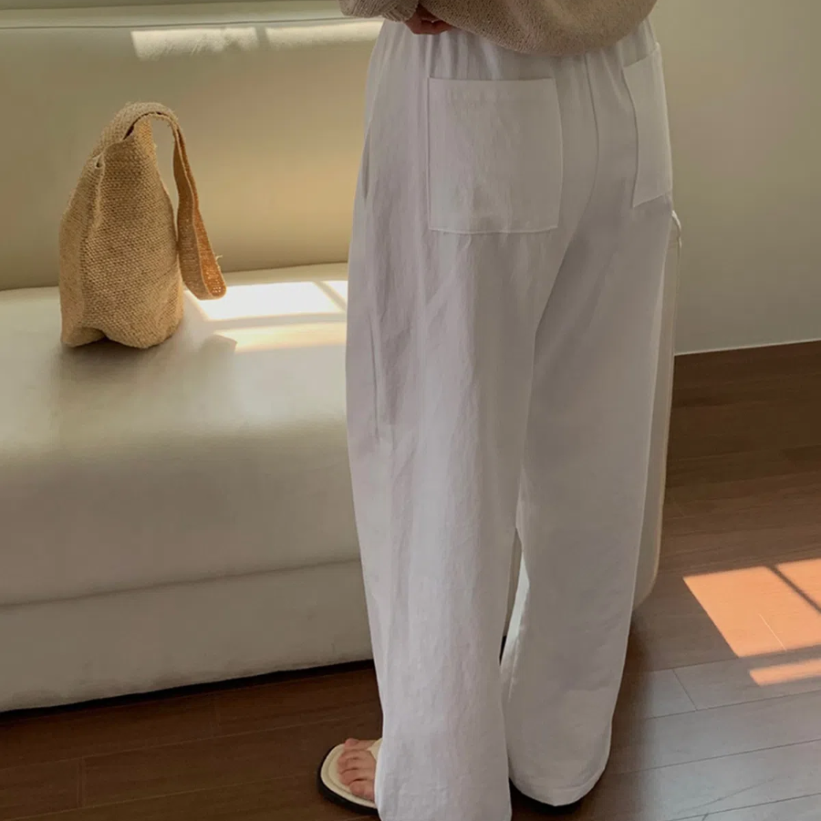 Базовые широкие хлопковые брюки на резинке Essential Wide Cotton Banding Pant