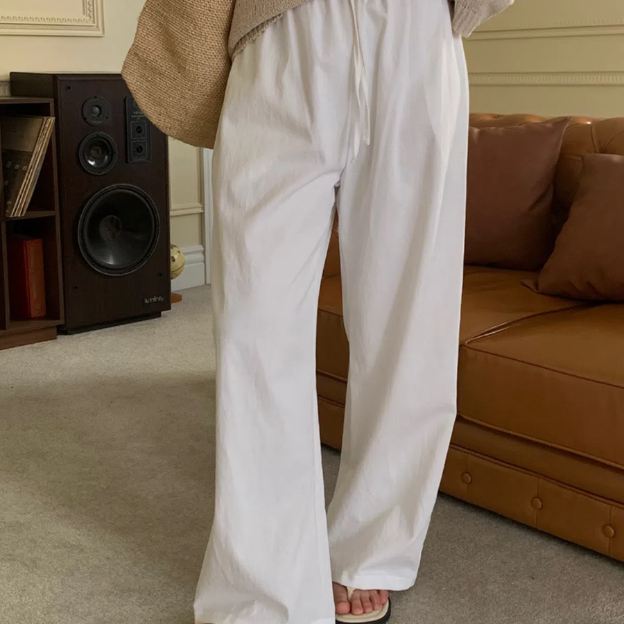 Базовые широкие хлопковые брюки на резинке Essential Wide Cotton Banding Pant