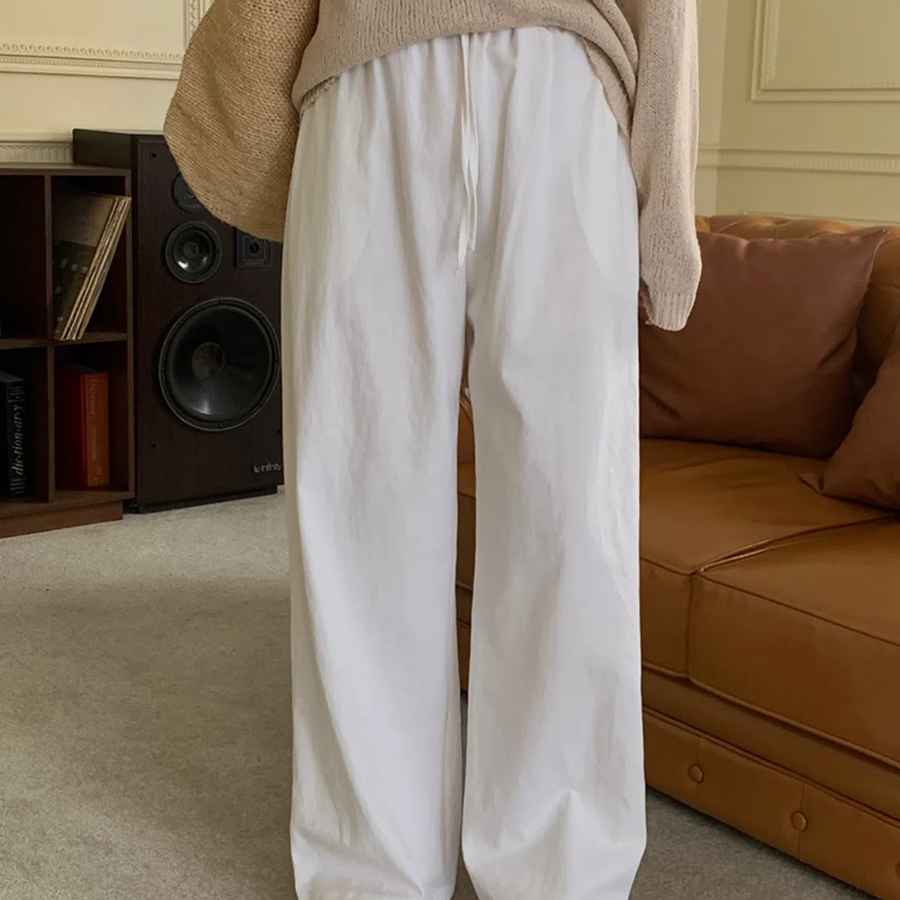 Базовые широкие хлопковые брюки на резинке Essential Wide Cotton Banding Pant