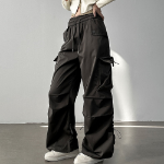 Широкие карго-брюки с защипами и шнурками Nylon Shirring String Cargo Wide Pants