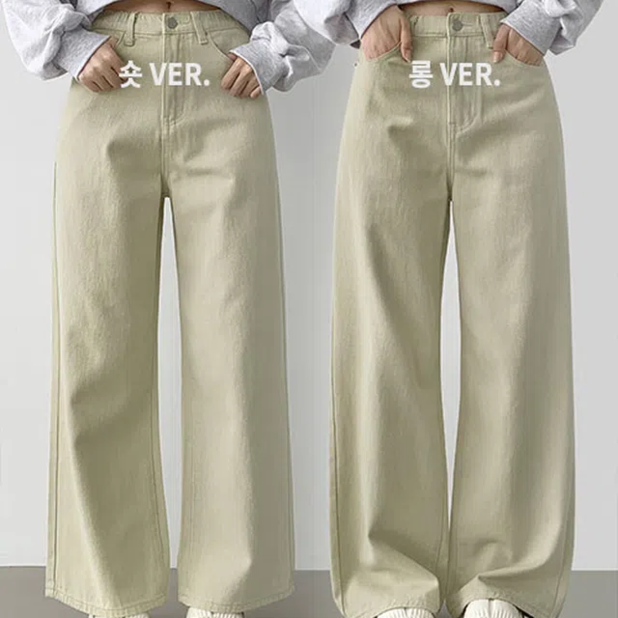 Длинные широкие хлопковые брюки с потайной резинкой в приглушённых тонах Mood Hidden Banding Long Wide Cotton Pants