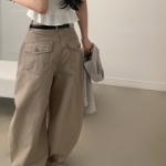 Винтажные широкие хлопковые брюки с заклёпками Vintage Stud Pocket Wide Cotton Pants